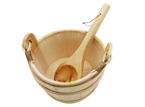Sauna Bucket 6 L – Wooden Bucket with Ladle (Red Cedar) thumb 0