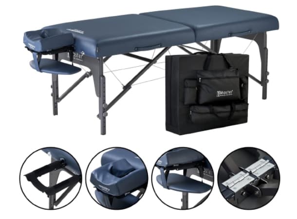 MCR S31"– Montclair Pro 31" Portable Massage Table, 72" Length, 3" Multi-Layer Memory Foam, Royal Blue PU, Adjustable 24–34" Height, Lightweight Wood Frame thumb 1