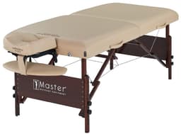 Del Ray S30" Portable Massage Table – 72" x 30", 3" Memory Foam Cushion, Adjustable 24–34" Height, Beige PU, 750 lbs Capacity, Professional Therapist Table-0