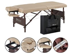Del Ray S30" Portable Massage Table – 72" x 30", 3" Memory Foam Cushion, Adjustable 24–34" Height, Beige PU, 750 lbs Capacity, Professional Therapist Table-1