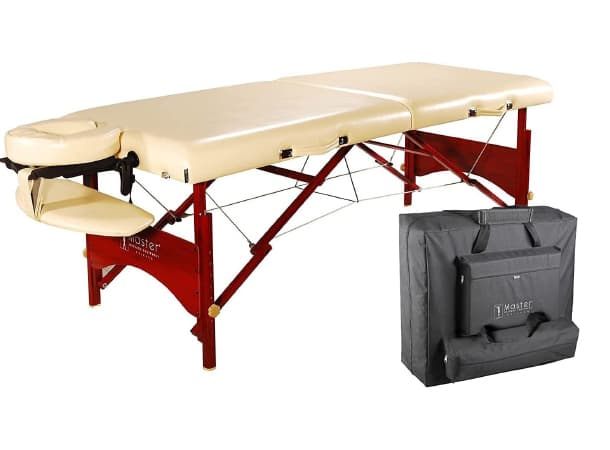 CBV 28" Caribbean Vista Portable Massage Table – 28"x72", Memory Foam Cushion, Adjustable Height 23"-33", Oil & Waterproof PU, Mahogany Legs, Includes Face Cradle & Armrest thumb 3