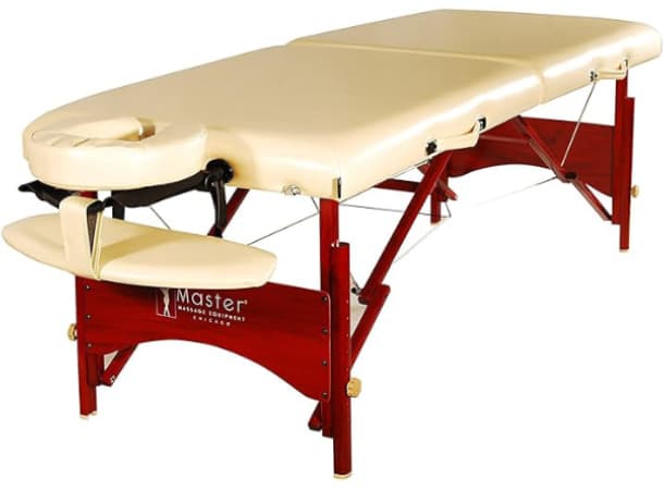 CBV 28" Caribbean Vista Portable Massage Table – 28"x72", Memory Foam Cushion, Adjustable Height 23"-33", Oil & Waterproof PU, Mahogany Legs, Includes Face Cradle & Armrest