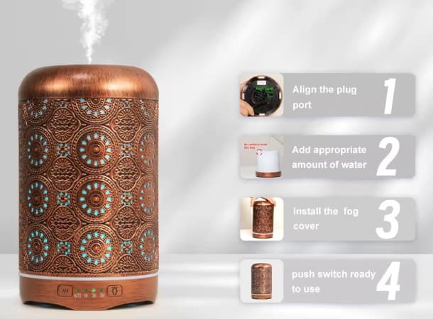 250ml Bronze Metal Ultrasonic Aroma Diffuser thumb 1