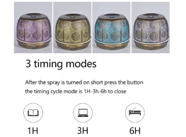 500ml Metal Aroma Diffuser & Air Humidifier – Brass Body, Ultrasonic Cool Mist thumb 3