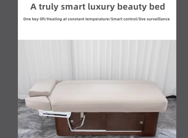 Electric Heating Massage Bed Curve Design with 2 Motor Adjustment – PU Leather Spa Table, Integrated Heating, Storage & USB, 195x83cm, 300kg Capacity thumb 2