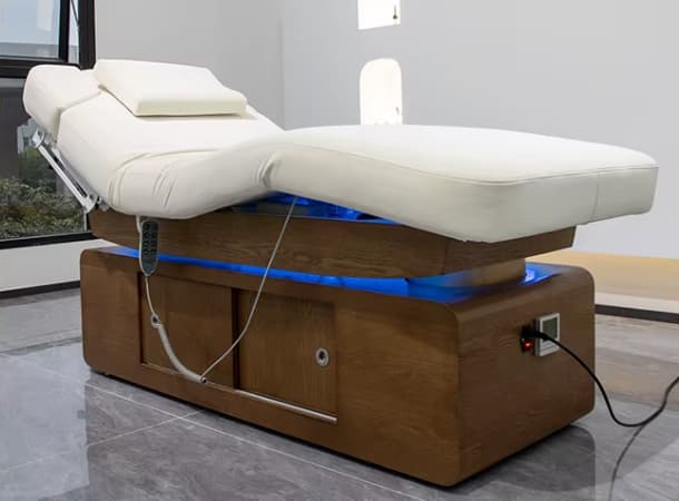 Premium 4-Motor Electric Massage Bed – Adjustable Height & Heating, Gray PU Leather Spa Table, 196x80cm, 300kg Capacity thumb 1