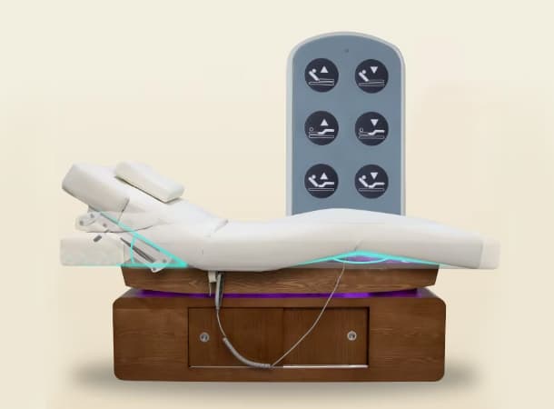 Premium 4-Motor Electric Massage Bed – Adjustable Height & Heating, Gray PU Leather Spa Table, 196x80cm, 300kg Capacity thumb 3