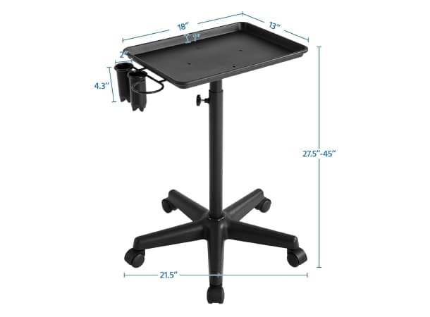 Spa Salon Rolling Tray Cart – Aluminum, Adjustable Height thumb 2