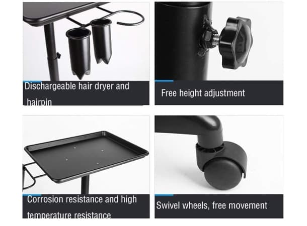Spa Salon Rolling Tray Cart – Aluminum, Adjustable Height thumb 3
