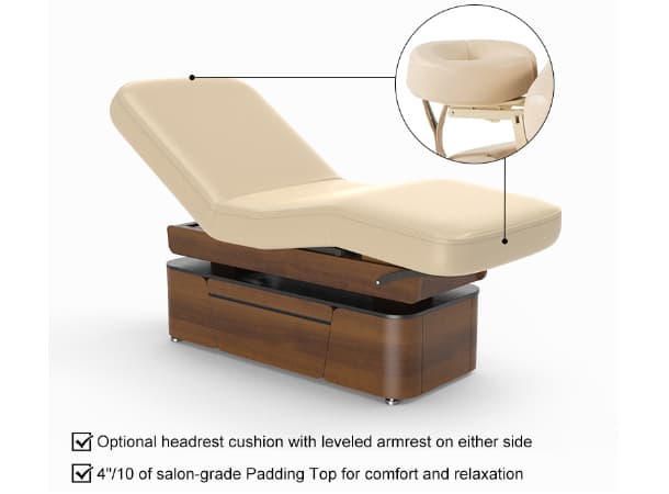 Luxury Multi-Functional Motorized Spa Table – Adjustable Back & Leg, Solid Wood Base, Built-In Storage, PU Cushion, 196cm thumb 1