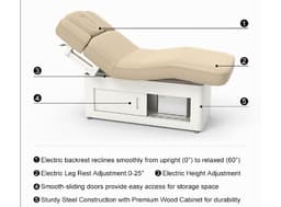 Premium Electric Spa Table – Adjustable Back, Leg & Height, Steel Frame with Wood Cabinet, 203cm, 7.5cm Cushion-1