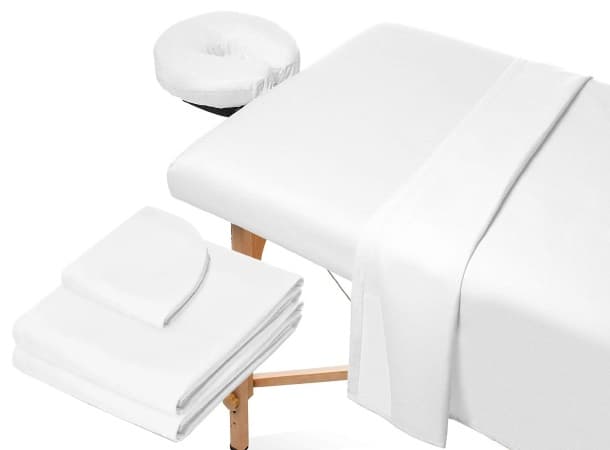 MT Massage Table Cover 3-Pcs Set – Microfiber, Includes Headrest, Flat & Fitted Sheets thumb 0