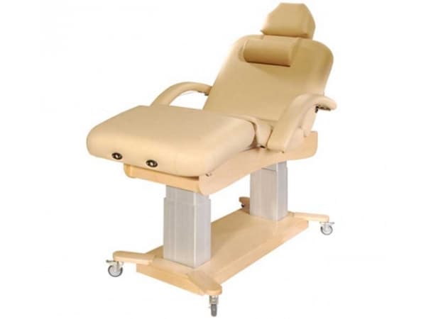 Watt Deluxe Electric Massage Table with Wheels – Adjustable Height, Reclining Spa Bed, 71” x 30”, Beige PU Leather, 660lbs Capacity