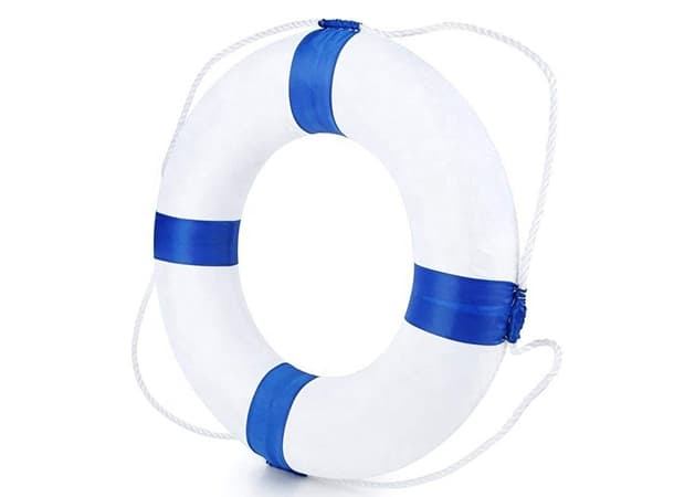 Life Buoy Ring White with Blue Stripes – Soft Foam Swim Safety Ring thumb 0