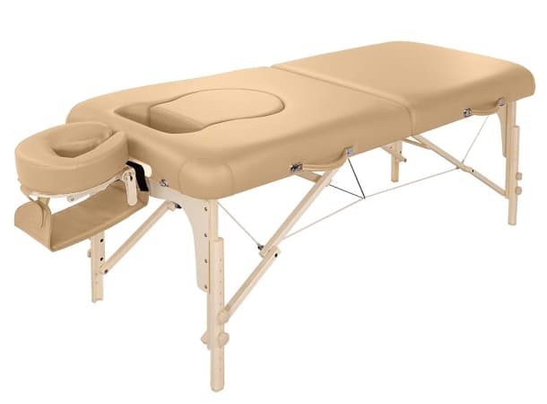 Pregnancy Massage Table – 30" Wide, Adjustable Height, Portable Foldable Wood & PU Leather, 3.5" Thick Foam, Beige, 600 lbs Capacity thumb 2