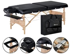 GBR S32" Husky Gibraltar XXL – 32" Extra-Wide Portable Table with 3" Memory Foam, Black PU, Adjustable Height, Supports Up to 1451 kg-1