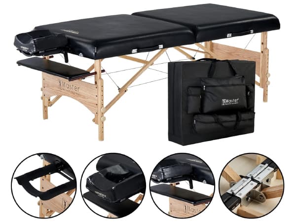 GBR S32" Husky Gibraltar XXL – 32" Extra-Wide Portable Table with 3" Memory Foam, Black PU, Adjustable Height, Supports Up to 1451 kg thumb 1
