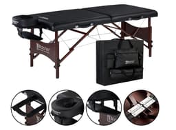 RMU S28 Roma LX Portable Massage Table – 28"x72" with Memory Foam, Adjustable Height 24"-34", Oil & Waterproof PU, Walnut Legs, Includes Face Cradle & Armrest-1