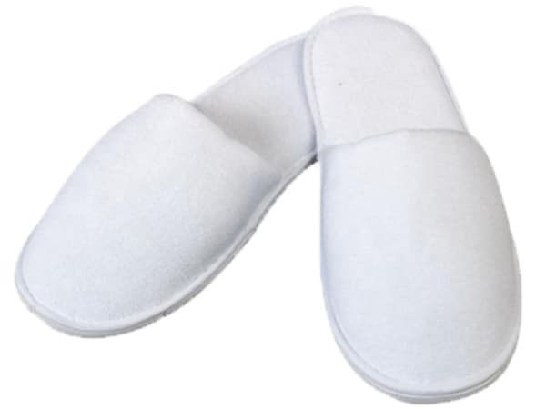 Disposable Spa Slippers – White Coral Fleece & Cotton (Open/Closed Toe) thumb 2