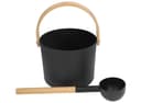 Aluminium Sauna Bucket 7L – Black with Wooden Handle & Ladle-0