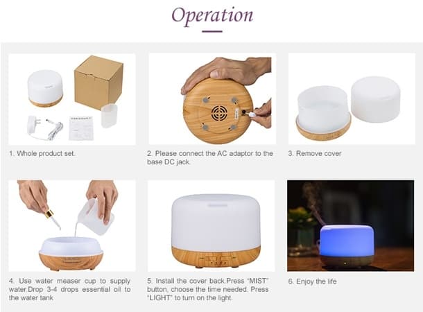 400ml Ultrasonic Essential Oil Aroma Diffuser - 7 Colors LED thumb 1