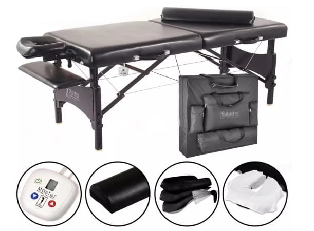 GALAXY™ Portable Massage Table – GTT S30", Therma-Top Heating, Memory Foam, Shiatsu Cables, Reiki Panels, Black, 72"x30" thumb 2