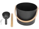 Aluminium Sauna Bucket 7L – Black with Wooden Handle & Ladle-1