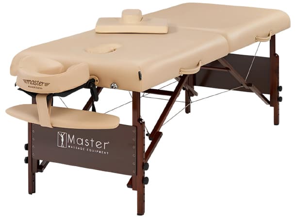 DLF Del Ray Pro Portable Massage Table – 28" & 30", 74.8" Length, 3" Memory Foam Cushion, Adjustable 24–34" Height, Beige PU, 750 lbs Capacity, Face Cradle & Head Support thumb 0