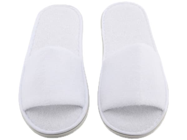 Disposable Spa Slippers – White Coral Fleece & Cotton (Open/Closed Toe) thumb 1
