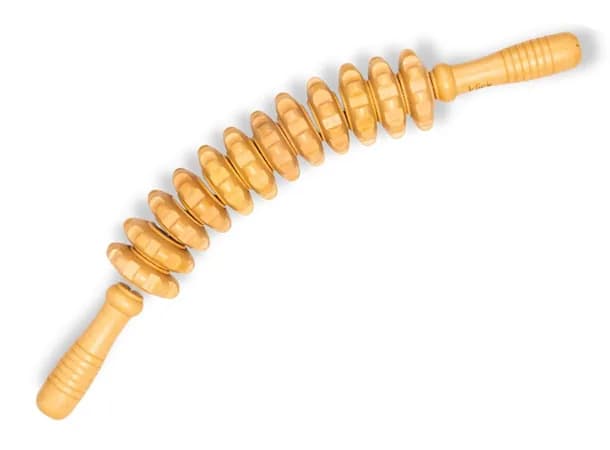 12-Wheel Wooden Body Massage Roller, Natural Wood Therapy Massager for Full Body Pain Relief & Muscle Relaxation