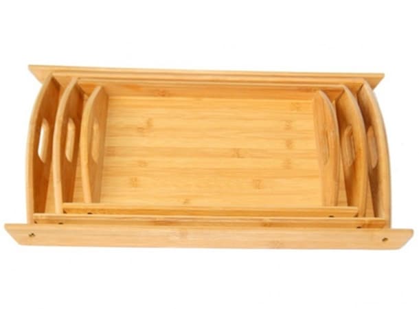 Wooden Serving Trays – Set of 3 with Handles