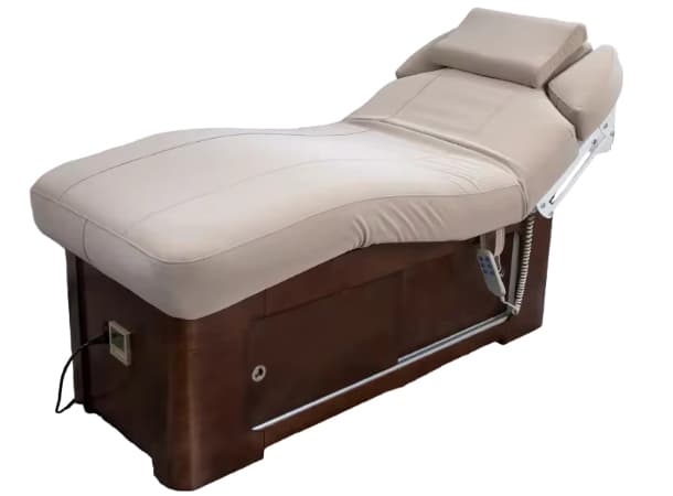 Electric Heating Massage Bed Curve Design with 2 Motor Adjustment – PU Leather Spa Table, Integrated Heating, Storage & USB, 195x83cm, 300kg Capacity