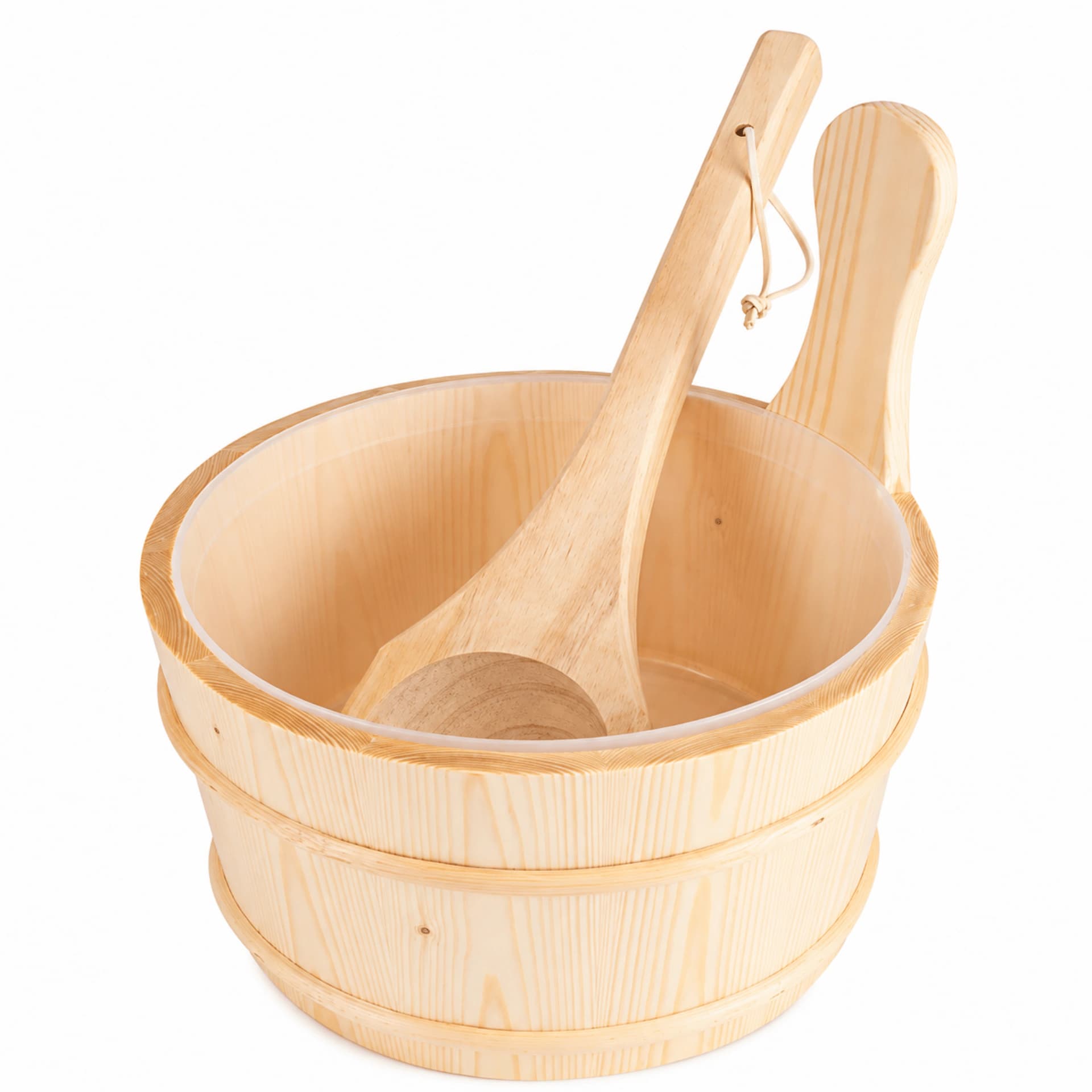 4L Wooden Sauna Bucket and Ladle Set with Leak-Proof Liner