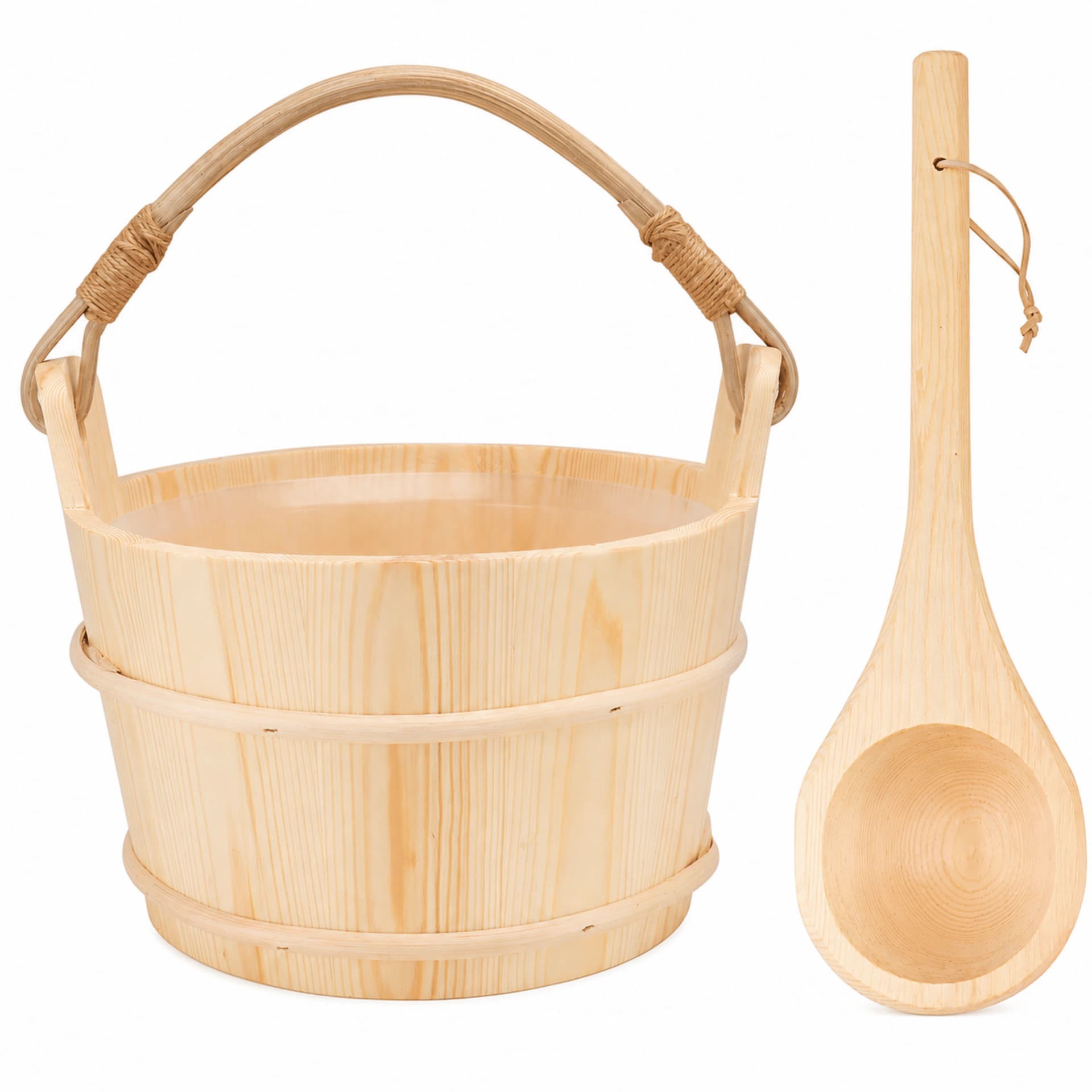 6L Wooden Sauna Bucket With Ladle Set