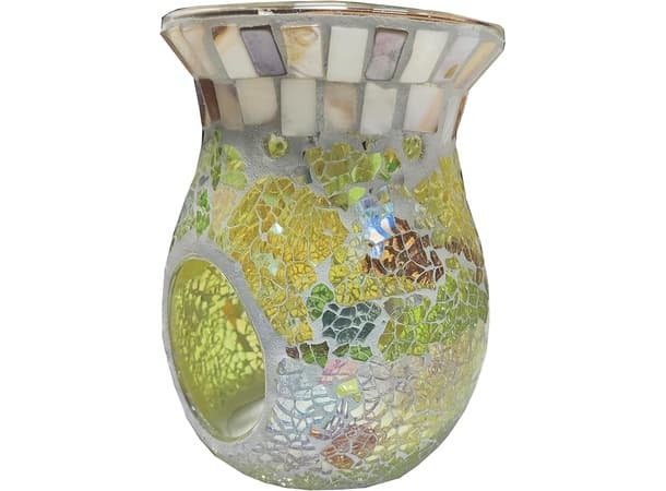 Multicolor White Mop Mosaic Oil Burner – Mosaic Glass Aroma Diffuser & Wax Melt Warmer