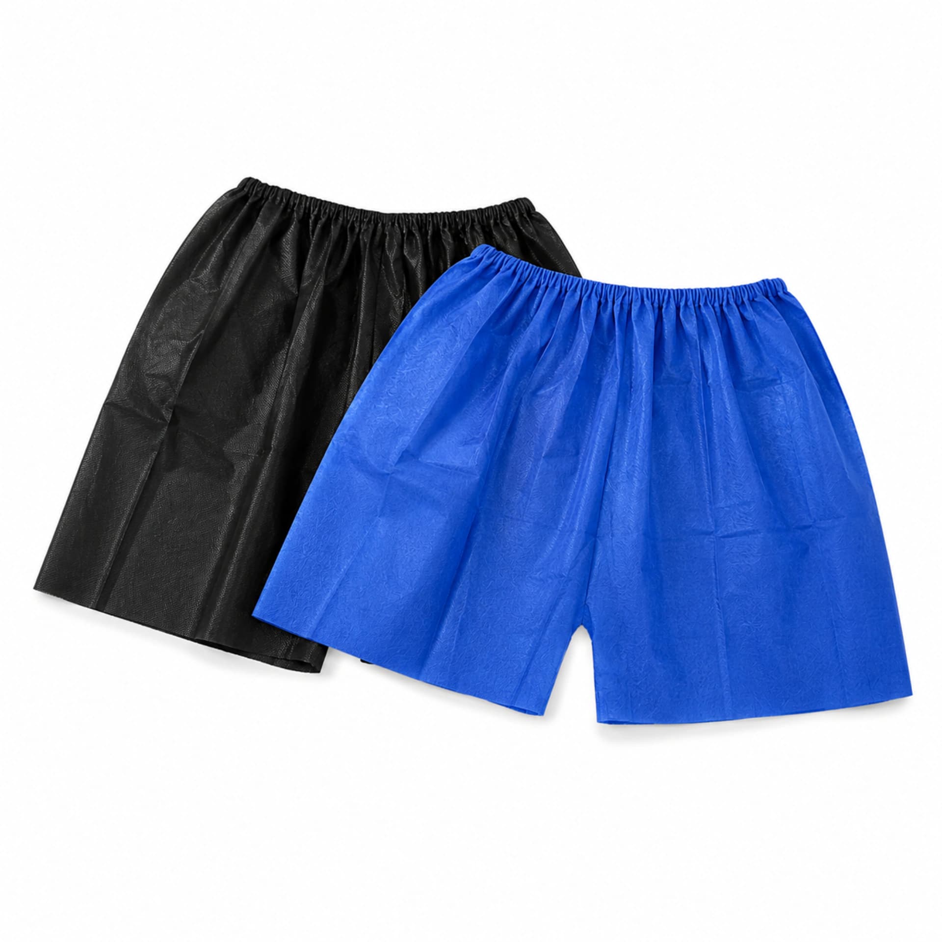 Disposable Men's Nonwoven Boxer Shorts (50 Pcs) – Breathable & Elastic Fit, L/XL (Black/Blue)