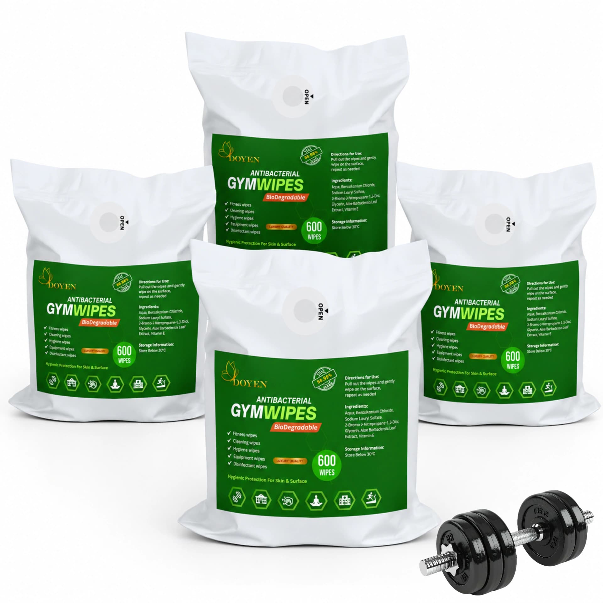 Doyen Luxury Quality Biodegradable Gym Wipes, 600Wipes/ Roll