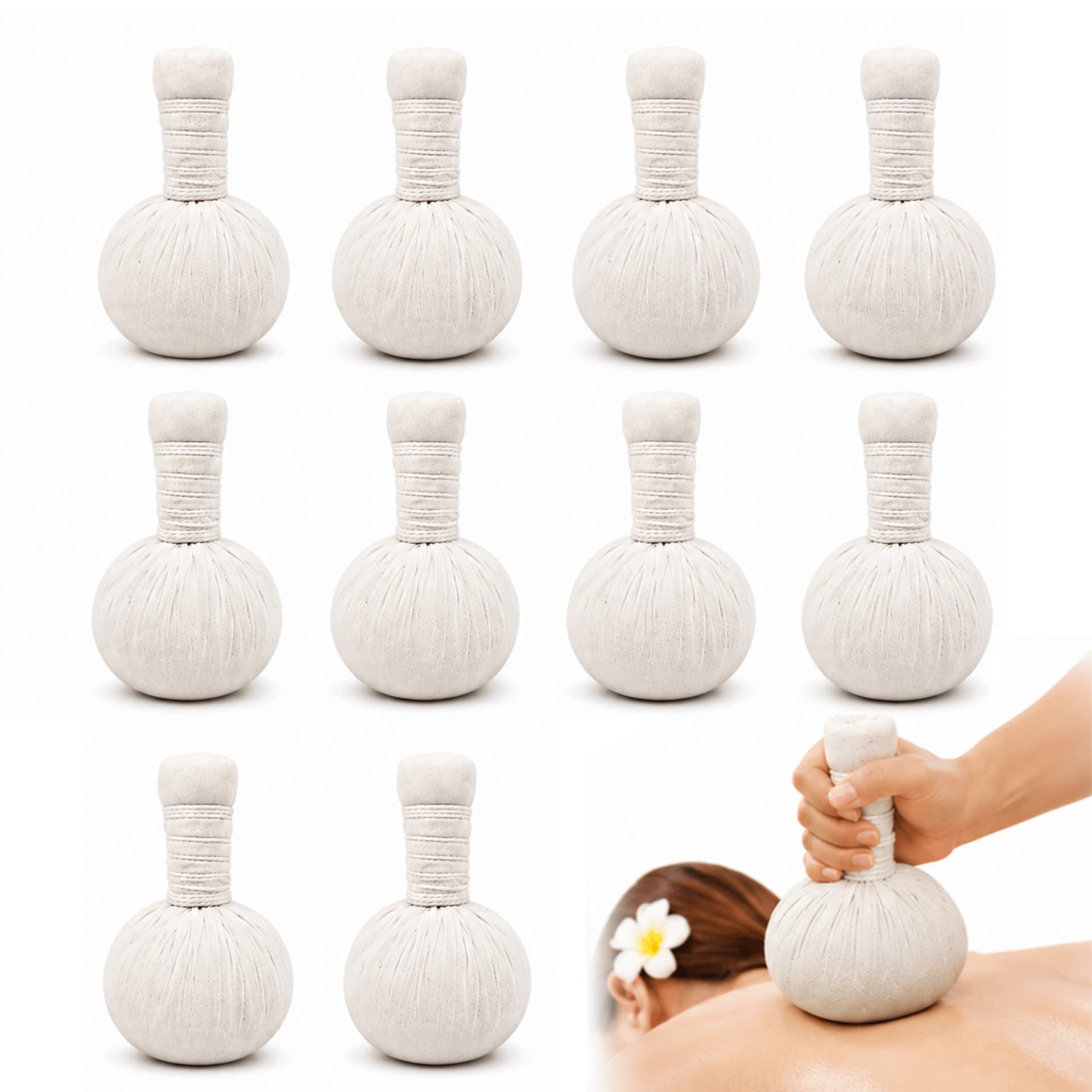 Herbal Massage Compress Balls – 200g Thai Therapy Spa Packs - 10 pcs
