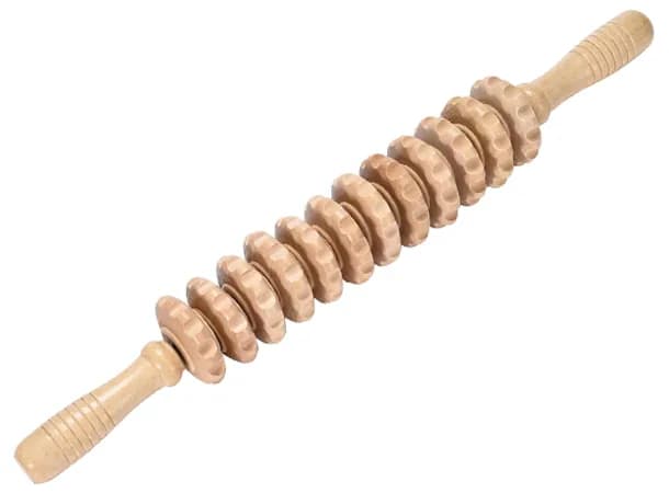 Lightweight Wooden 12-Roller Massage Stick, Full Body Muscle Relaxation & Therapy Massager
