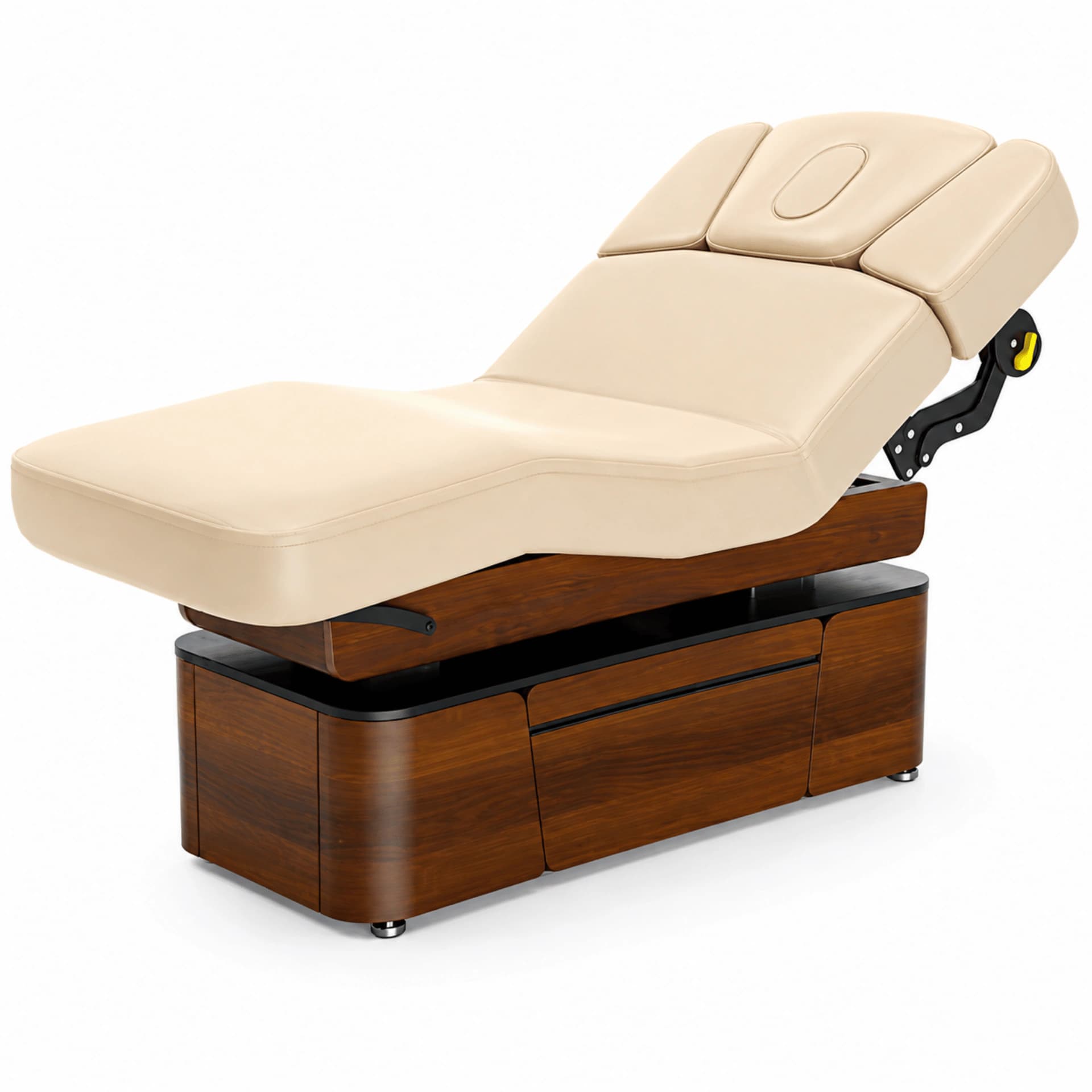 Luxury Multi-Functional Motorized Spa Table – Adjustable Back & Leg, Solid Wood Base, Built-In Storage, PU Cushion, 196cm