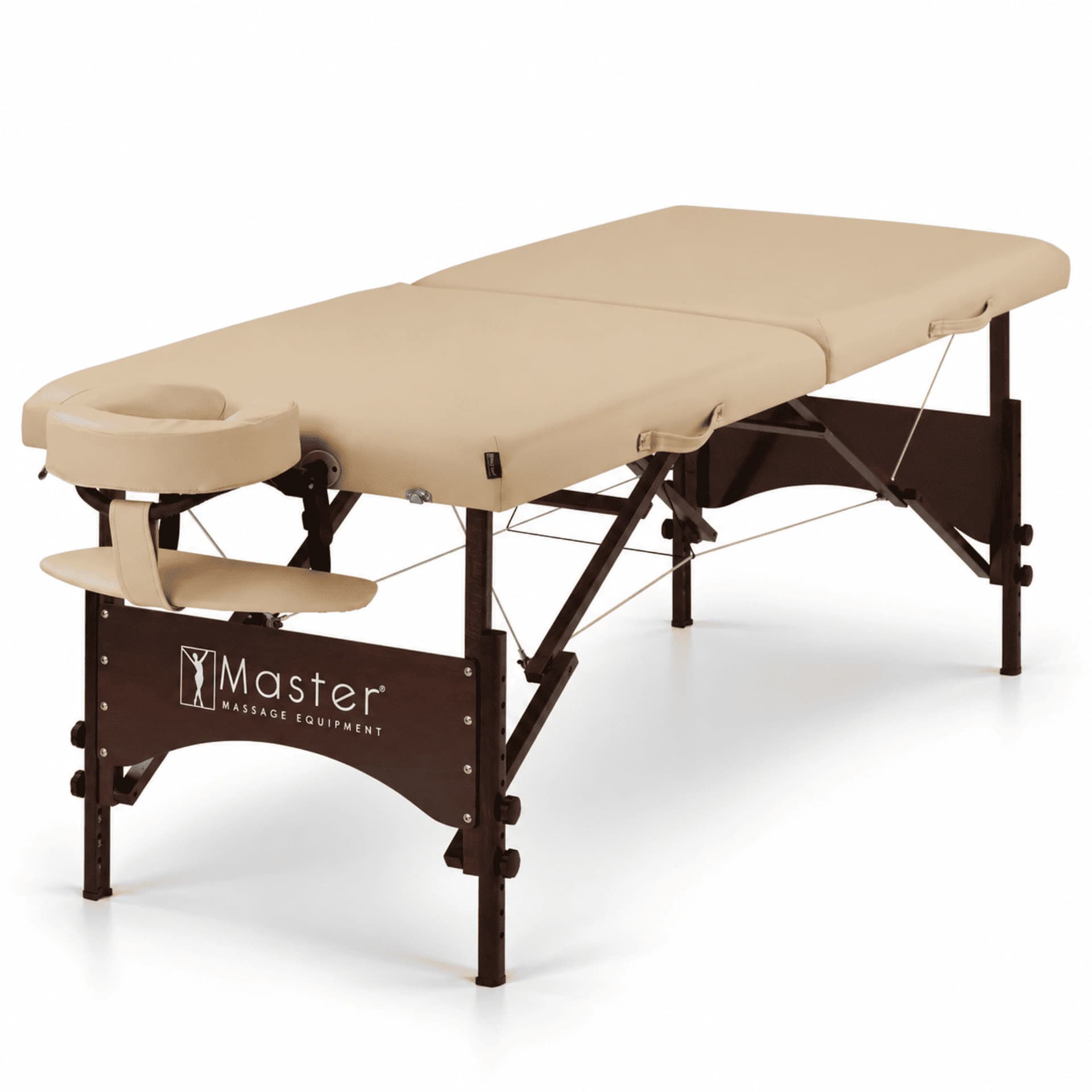 Master Argo S28" Portable Massage Table – 28"x72", Auto-Lock Legs, Oil & Water-Resistant PU, Adjustable Height 23"-33", 1.5" Foam, Lightweight 31 lbs, Beige/Black