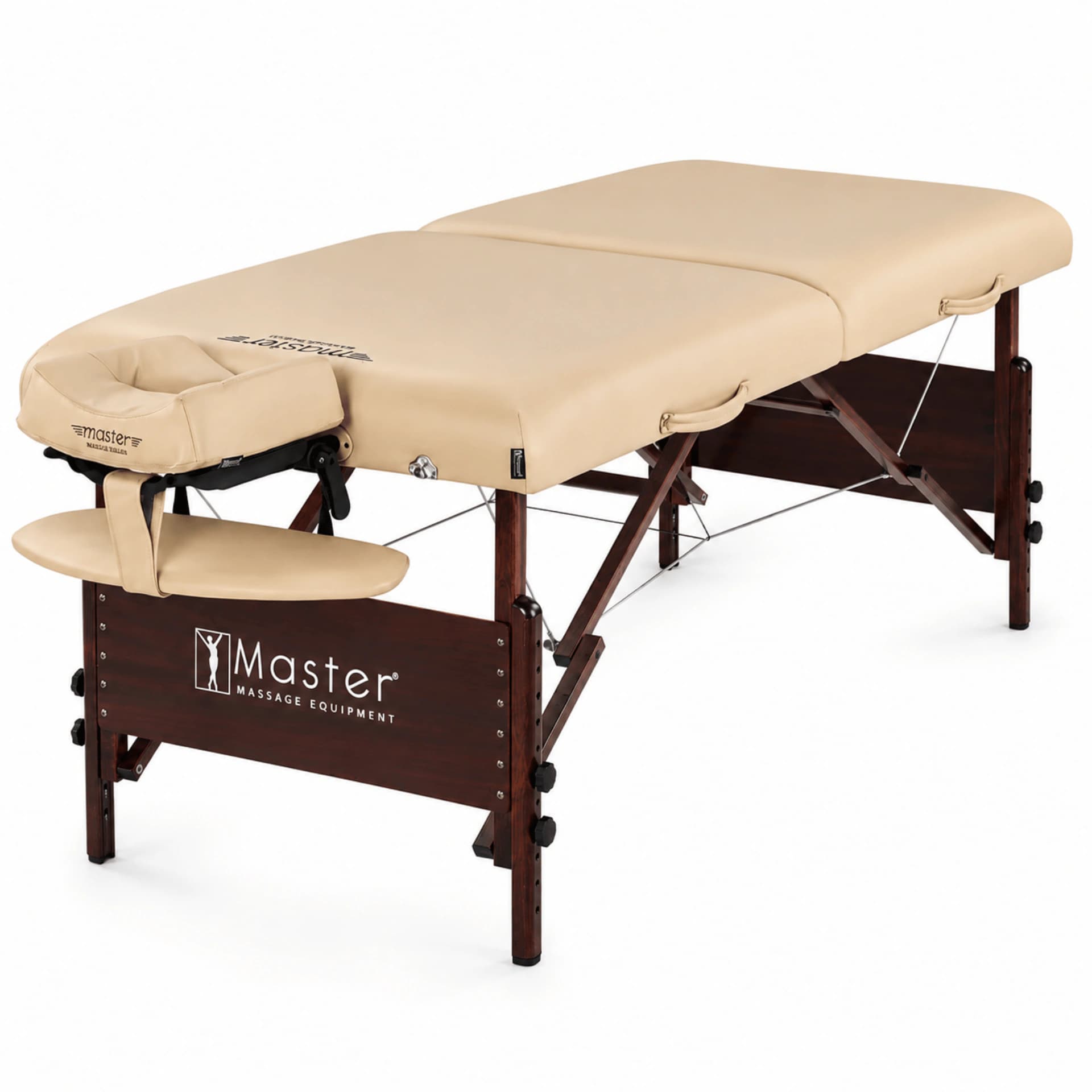 Master Del Ray S30" Portable Massage Table – 72" x 30", 3" Memory Foam Cushion, Adjustable 24–34" Height, Beige PU, 750 lbs Capacity, Professional Therapist Table