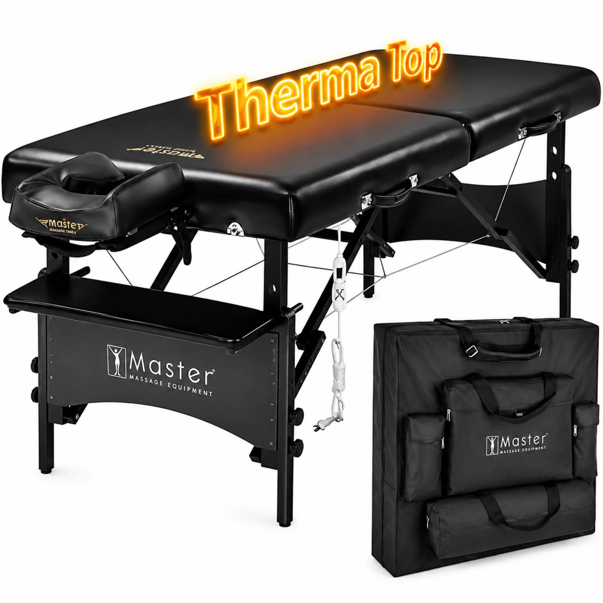 Master Galaxy Portable Massage Table – GTT S30", Therma-Top Heating, Memory Foam, Shiatsu Cables, Reiki Panels, Black, 72"x30"