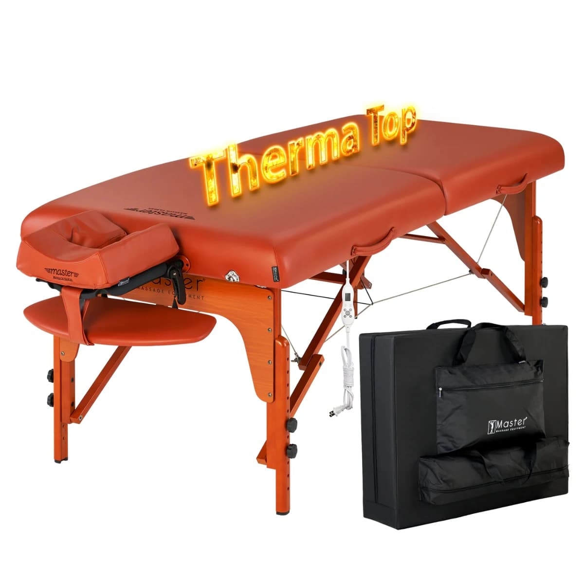 Master Santana 31" Portable Table – STT S31", Adjustable Therma-Top Heating, Shiatsu Cables, Reiki Panels, Mountain Red, 72"x31"
