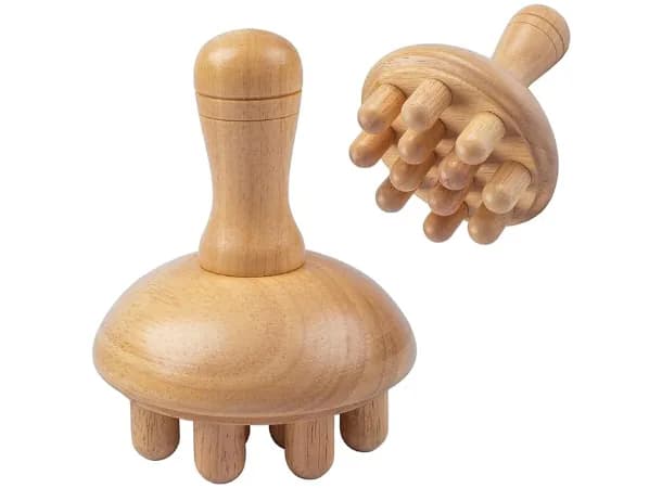 Wooden Mushroom Body Massage Tool, Natural Beech Wood Therapy Massager for Cellulite, Lymphatic Drainage & Muscle Relief